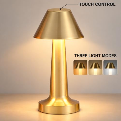 Table Lamp Cordless Touch Control Gold Iron LED Night Light Pack of 1 - Image 5