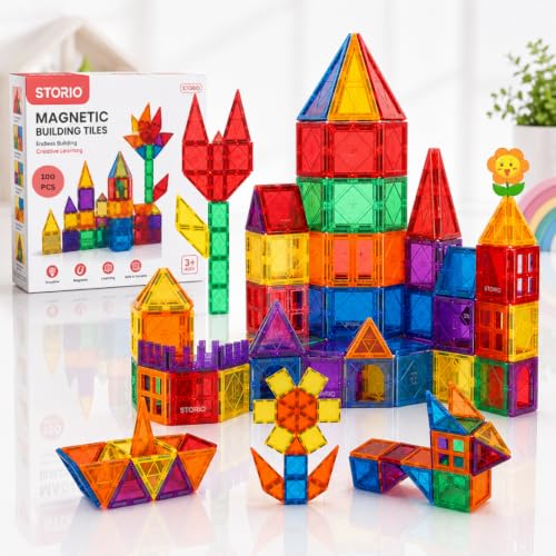 Storio 100 Pieces Magnetic Tiles