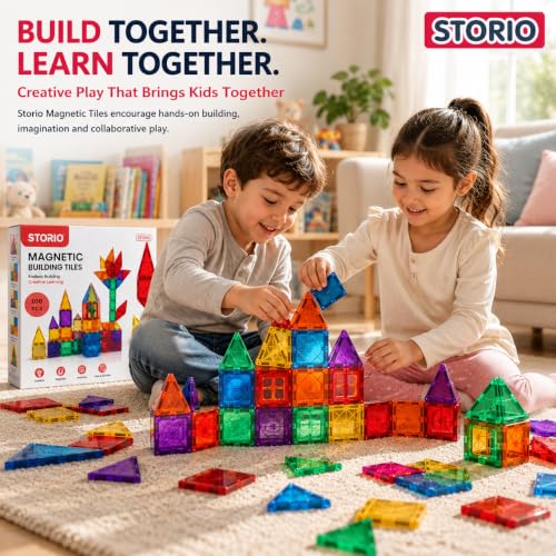 Storio 100 Pieces Magnetic Tiles