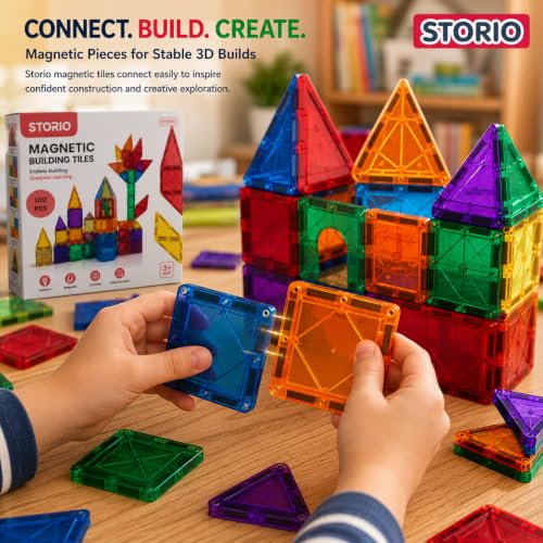 Storio 100 Pieces Magnetic Tiles