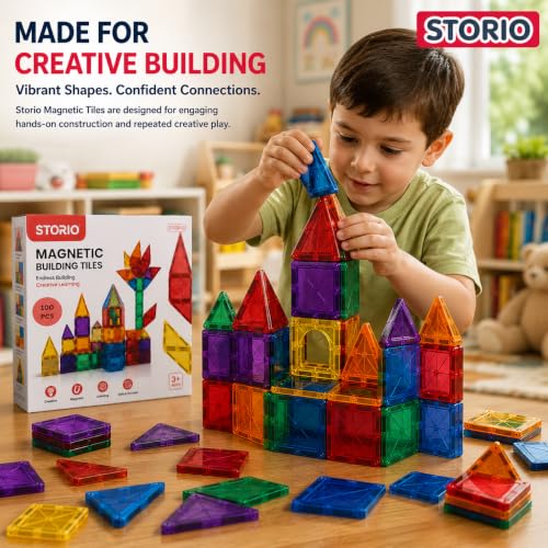 Storio 100 Pieces Magnetic Tiles