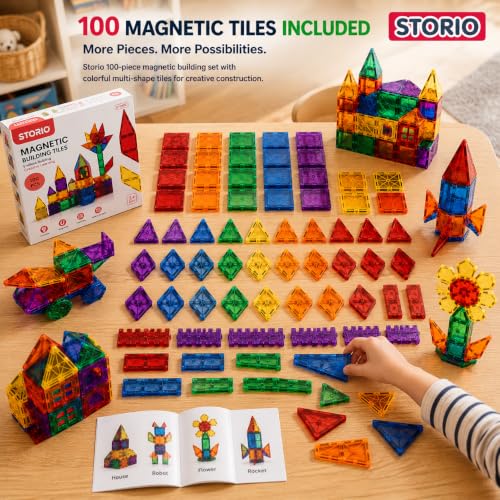 Storio 100 Pieces Magnetic Tiles