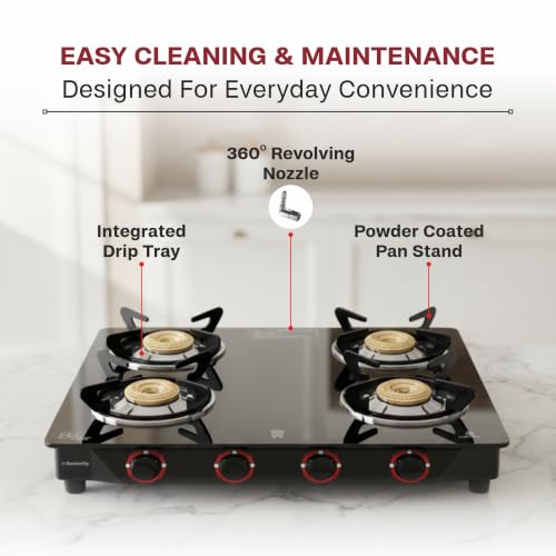 Butterfly Smart 3 Burner Glass Top Gas Stove with Manual Ignition - Image 5