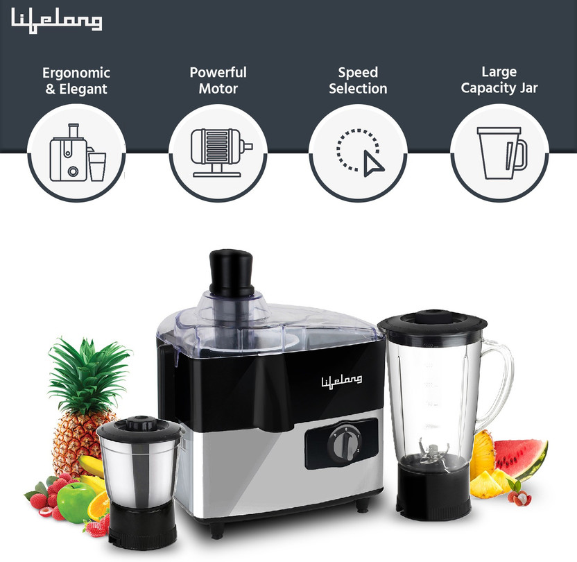 Lifelong Aspire 500 W Mixer Grinder (LLJMG07 | 2 Jars | Black) - Image 3