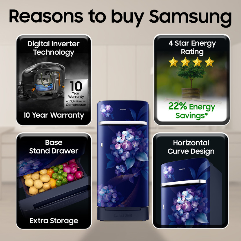 Samsung 189 L Direct Cool Single Door 4 Star Refrigerator with Ba - Image 4