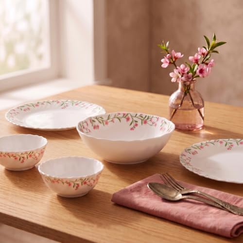 La Opala Novo Opalware Dinner Set, 10 Pcs for Family of 2, Spring Meadows
