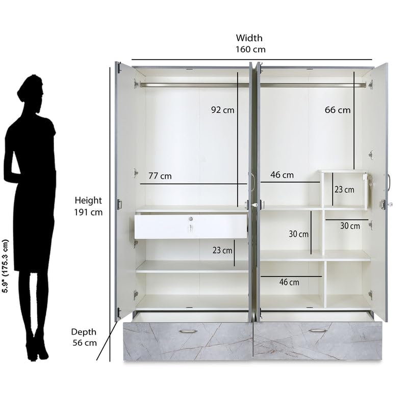 Nilkamal Marbito 4-Door Wooden Wardrobe