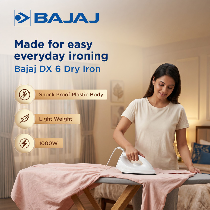 BAJAJ Majesty DX 6 1000 W Dry Iron (White) - Image 2