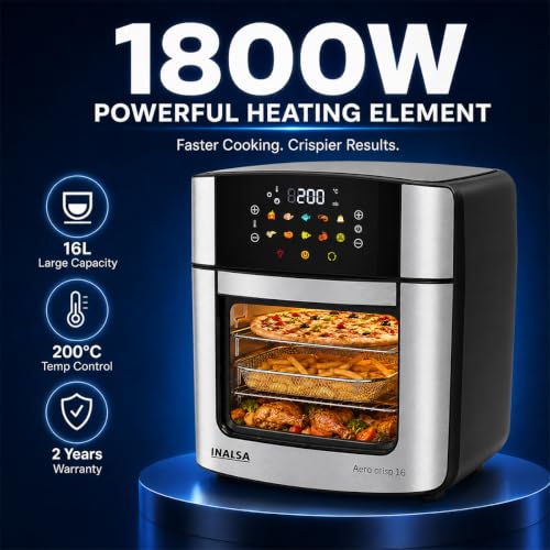 INALSA Air Fryer Oven|16L, 1800W|Stainless