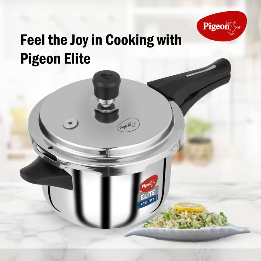 Pigeon Elite Shine and 5 L Induction Bottom Pressure Cooker (Trip - Image 2