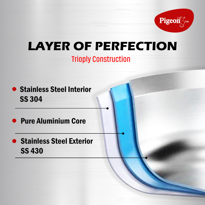Pigeon Elite Shine 3 L Induction Bottom Pressure Cooker (Triply) - Image 5