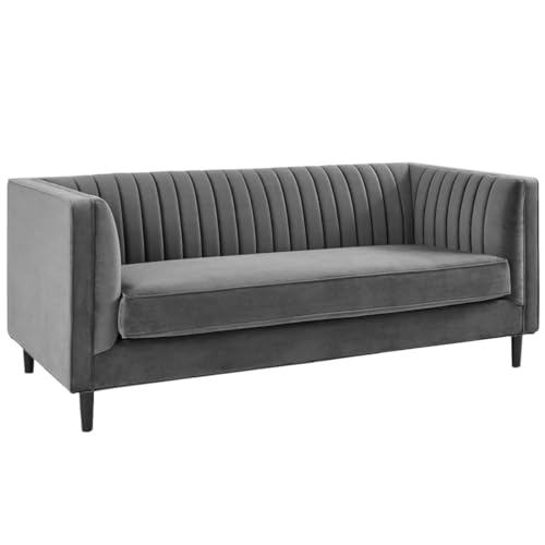 FURNY Modanway 5 Seater 3+1+1 Premium Fabric Spacious Sofa Set (Grey) - Image 4