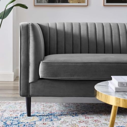 FURNY Modanway 5 Seater 3+1+1 Premium Fabric Spacious Sofa Set (Grey) - Image 6
