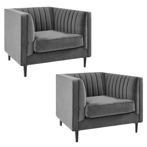 FURNY Modanway 5 Seater 3+1+1 Premium Fabric Spacious Sofa Set (Grey) - Image 7