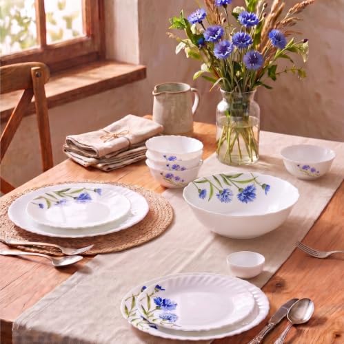 Novo By La Opala Opalware Dinner Set 10 Pcs for Family of 2,Floral Fountain