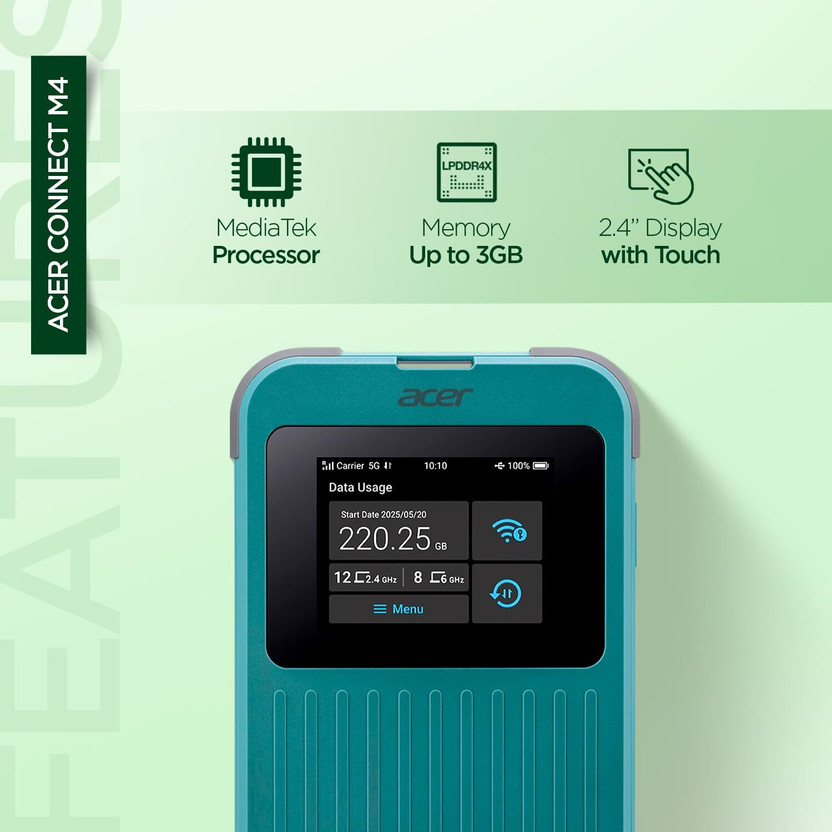 Acer Connect M4 5G Portable Wi-Fi Router 2.4 GHz, 5 GHz 2770 Mbps - Image 2