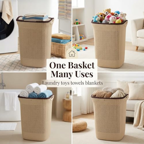 PrettyKrafts 60L Plastic Laundry Basket