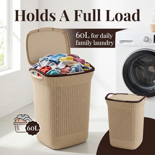 PrettyKrafts 60L Plastic Laundry Basket