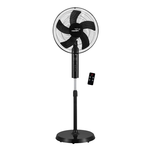 V-Guard Esfera 5 Blade 400 mm Pedestal Fan With Remote Control| Black