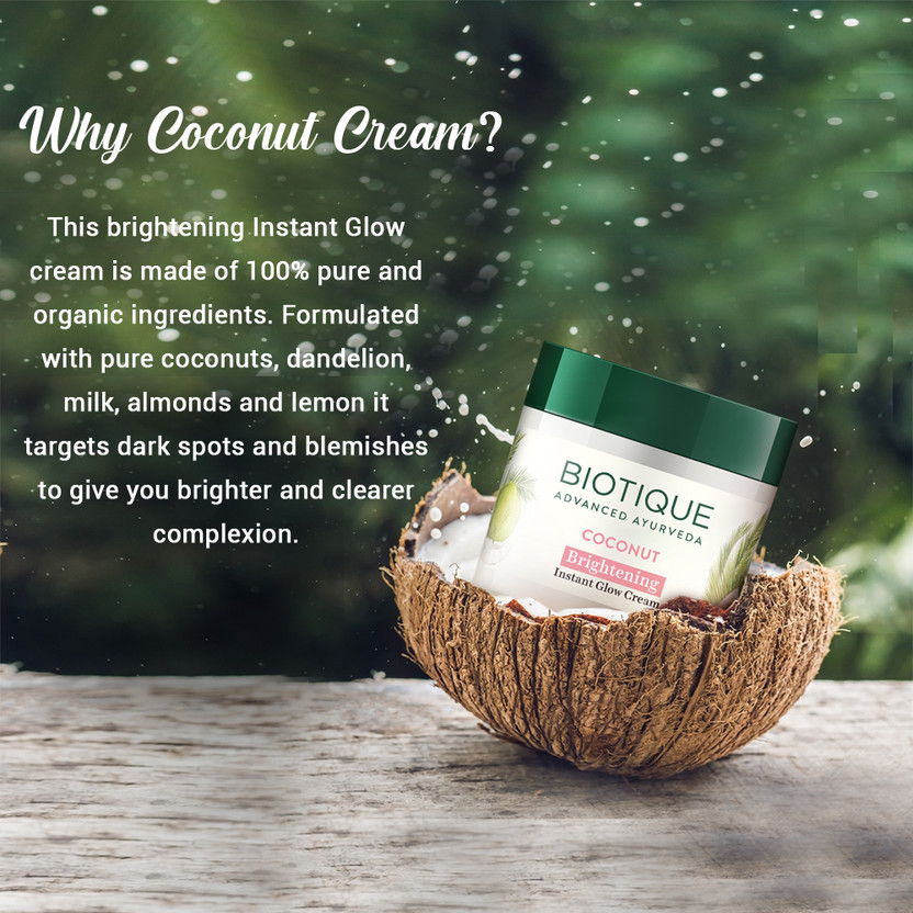 BIOTIQUE Coconut Brightening Instant Glow| Lightweight Face Cream - Image 2