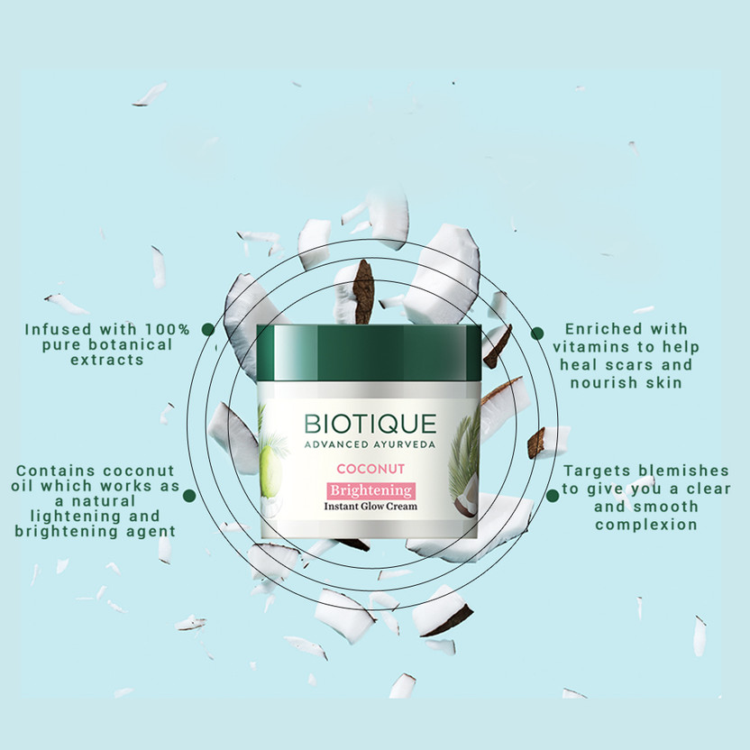 BIOTIQUE Coconut Brightening Instant Glow| Lightweight Face Cream - Image 3
