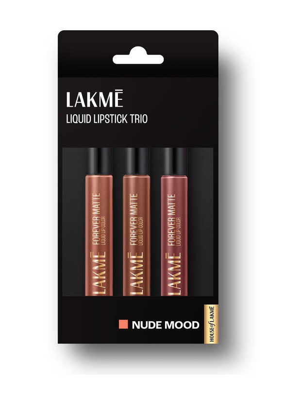 Lakmé Liquid Lipstick Trio- Nude Moods, Forever Matte, Light-weig