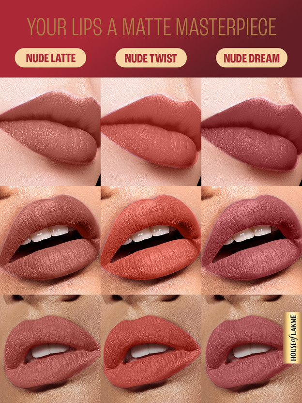 Lakmé Liquid Lipstick Trio- Nude Moods, Forever Matte, Light-weig - Image 4