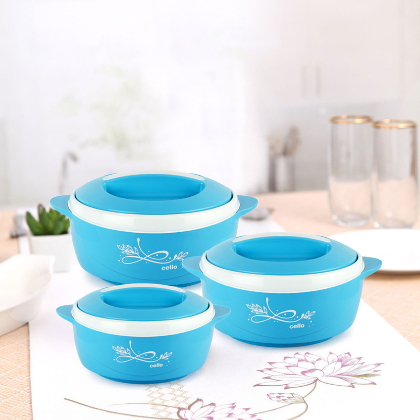 cello Sapphire Pack of 3 Thermoware Casserole Set (500 ml, 1000 m