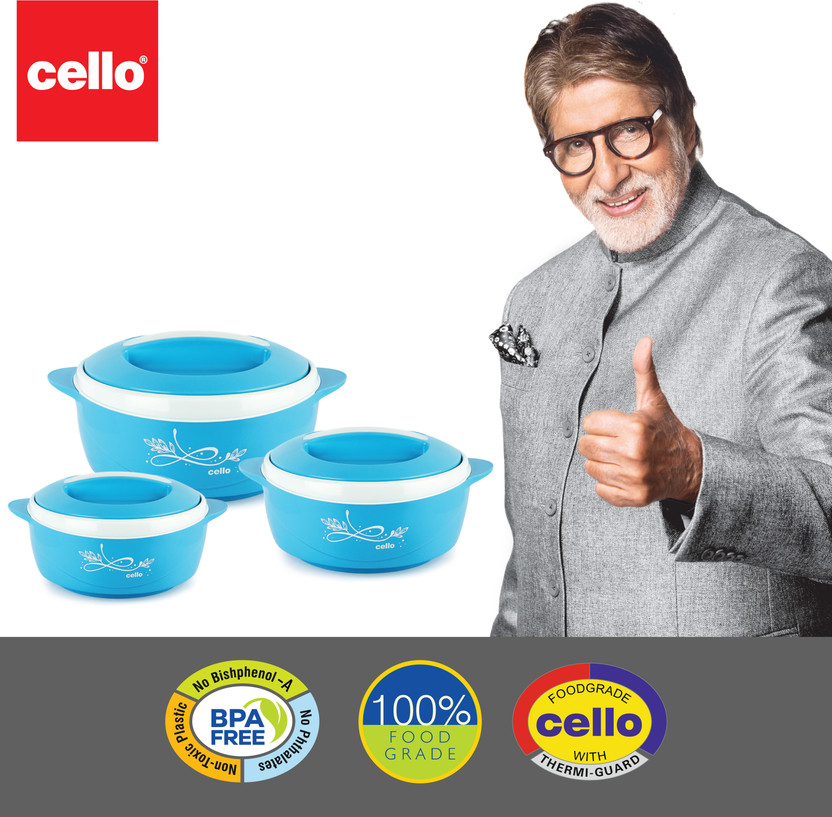 cello Sapphire Pack of 3 Thermoware Casserole Set (500 ml, 1000 m - Image 3