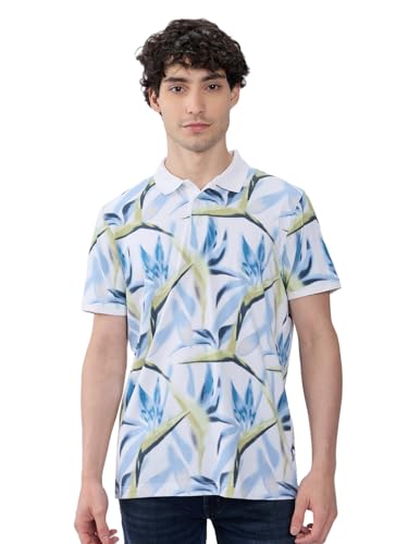 Spykar Men's Slim Fit Polo Neck Half Sleeve Printed Casual T-Shirt