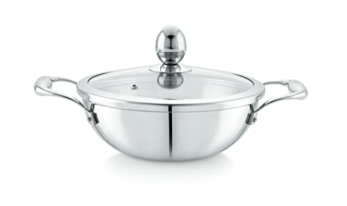 Tosaa Livmax Tri-ply Kadhai with Glass Lid 20 cm - Image 2