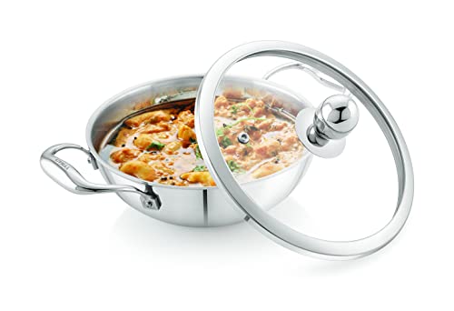 Tosaa Livmax Tri-ply Kadhai with Glass Lid 20 cm - Image 6