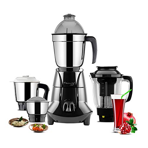Butterfly 750W Mixer Grinder With Jars And Vegetable Chopper, Grey - Image 3