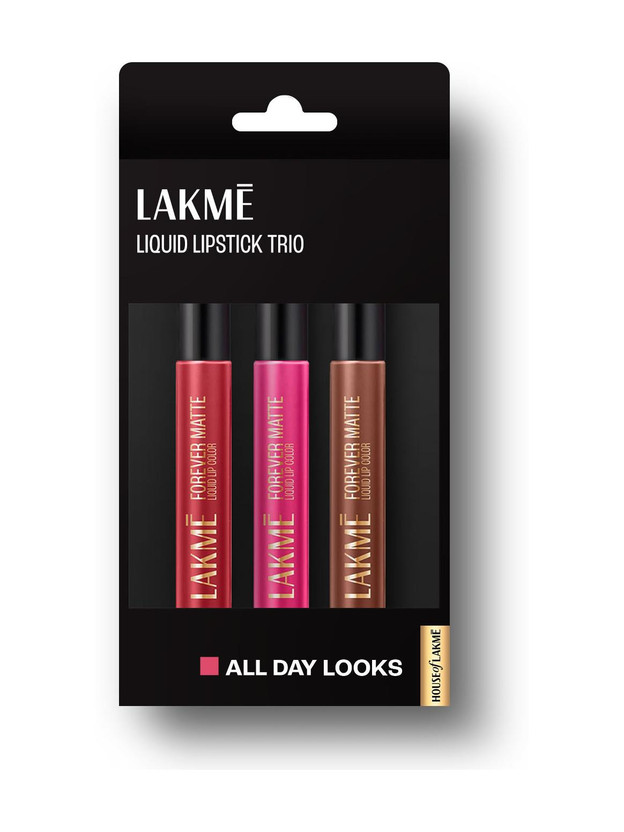 Lakmé Liquid Lipstick Trio- All Day Looks, Forever Matte, Light-w