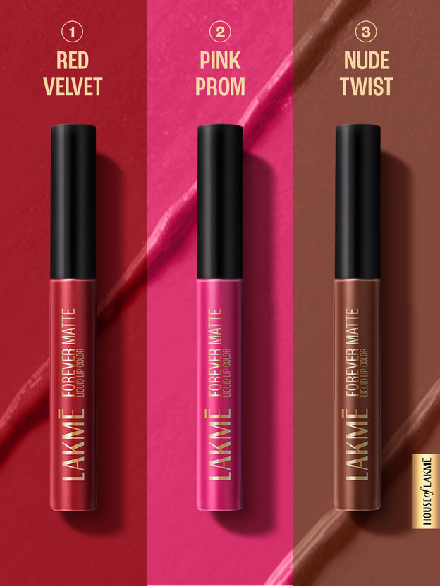 Lakmé Liquid Lipstick Trio- All Day Looks, Forever Matte, Light-w - Image 2