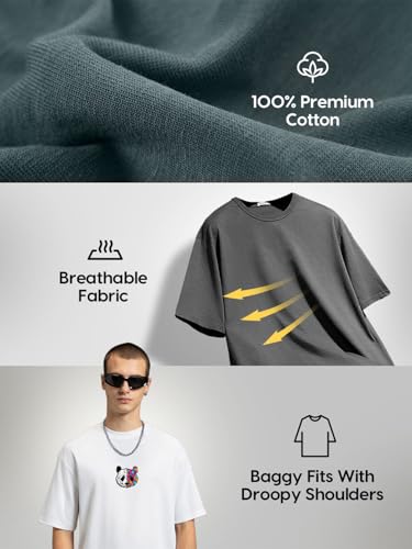 Bewakoof Men's Graphic Print Oversized Fit T-Shirt - Image 5