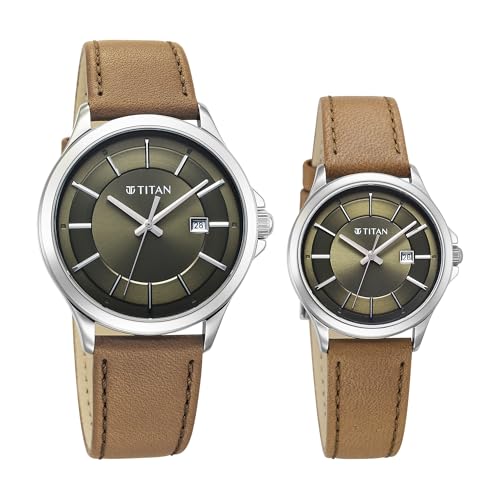 Titan Modern Bandhan Quartz Analog Green Dial Pair Watches - Image 2