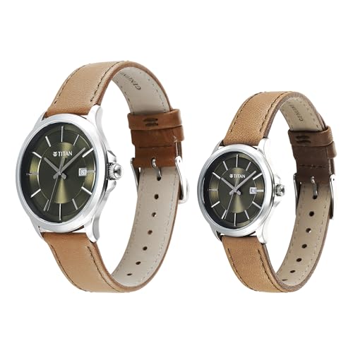 Titan Modern Bandhan Quartz Analog Green Dial Pair Watches - Image 3
