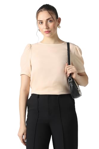 Van Heusen Women's Polyester Regular Fit Half Sleeve Round Neck Formal Top