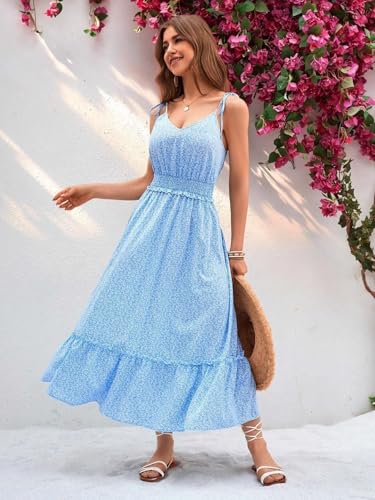 KOTTY Women's Fit and Flare Light Blue, White Dress - Image 3