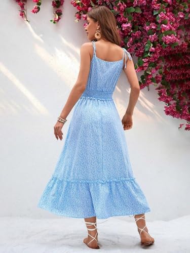 KOTTY Women's Fit and Flare Light Blue, White Dress - Image 4