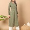 FIORRA Womens Cotton Regular Fit Floral Printed A-Line Kurta - Image 2