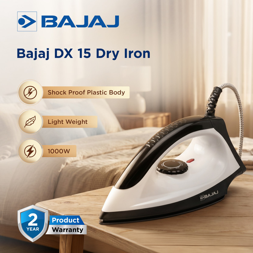 BAJAJ DX 15 (440321) 1000 W Dry Iron (White&Black) - Image 3