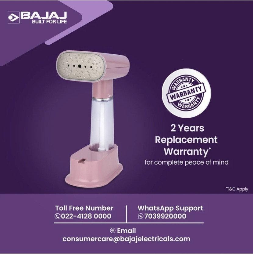 BAJAJ Steam majesty 1000 W Garment Steamer (Pink) - Image 2