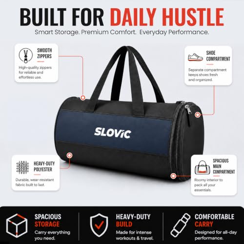 Slovic Gym Bag for Men [20 LTR] | with Seperate Shoe Compartment - Image 3