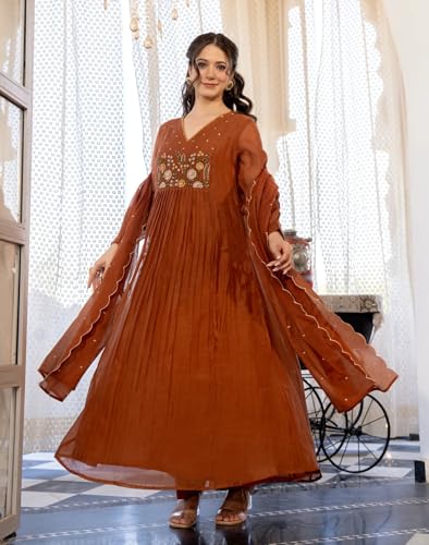 Nermosa Women Embroidery Solid Anarkali