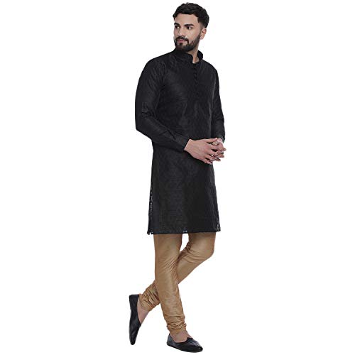 Veera Paridhaan Men's Ethnic Jacquard Printed Long Straight Kurta - Image 3