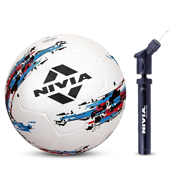 Nivia Storm Rubber Football with Ball Pump, Size 5, (White) - Image 3