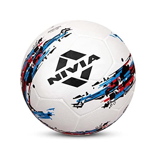 Nivia Storm Rubber Football with Ball Pump, Size 5, (White) - Image 4