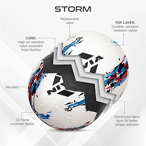 Nivia Storm Rubber Football with Ball Pump, Size 5, (White) - Image 5